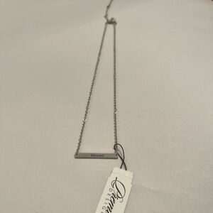 Premier Designs NWT  Silver "Blessed" Bar Necklace - Delicate Silver Pendant